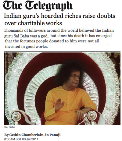 The Telegraph on Sathya Sai Baba's hoarded riches
